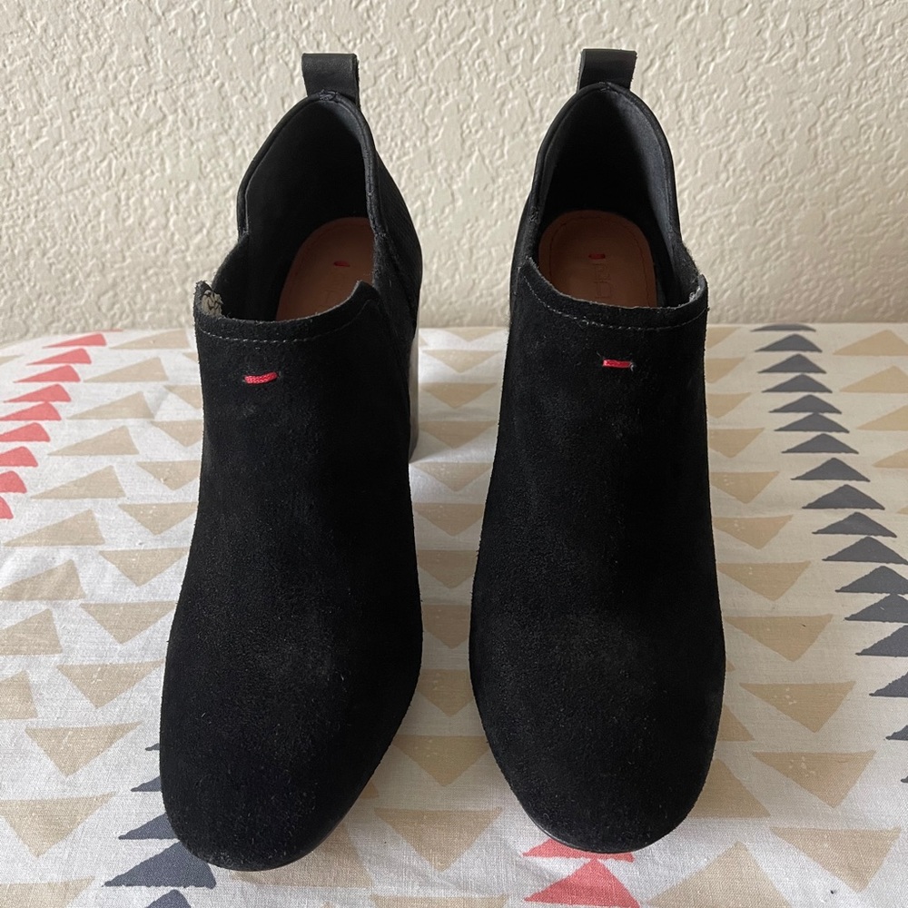 Black suede heal booties